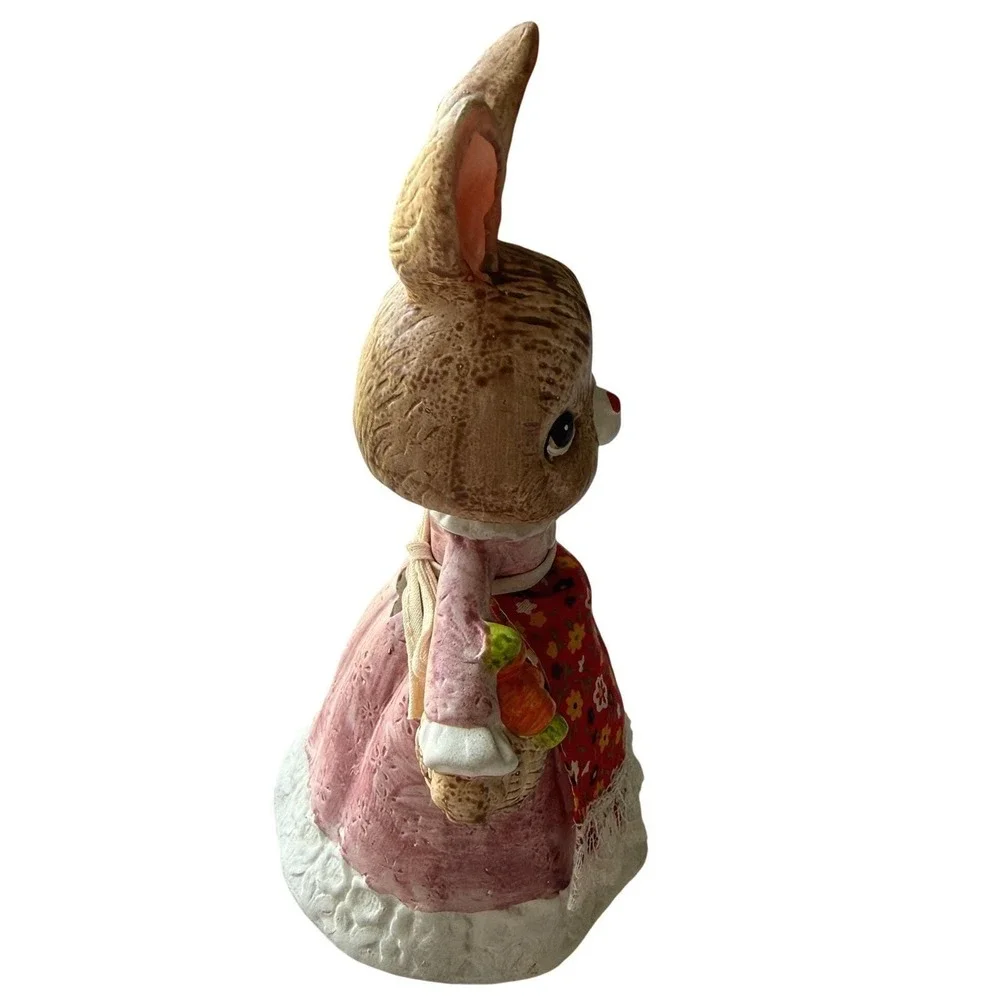 Made in Japan 1960s Easter Bunny Ceramic Bank Pink Dress Figurine‎ w/Stopper